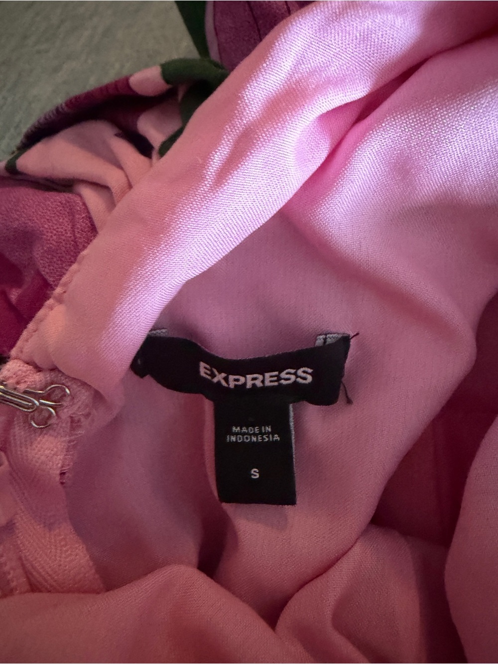 Express Pink Floral Mini Dress with Green & Purple Accents - Picture 3 of 3
